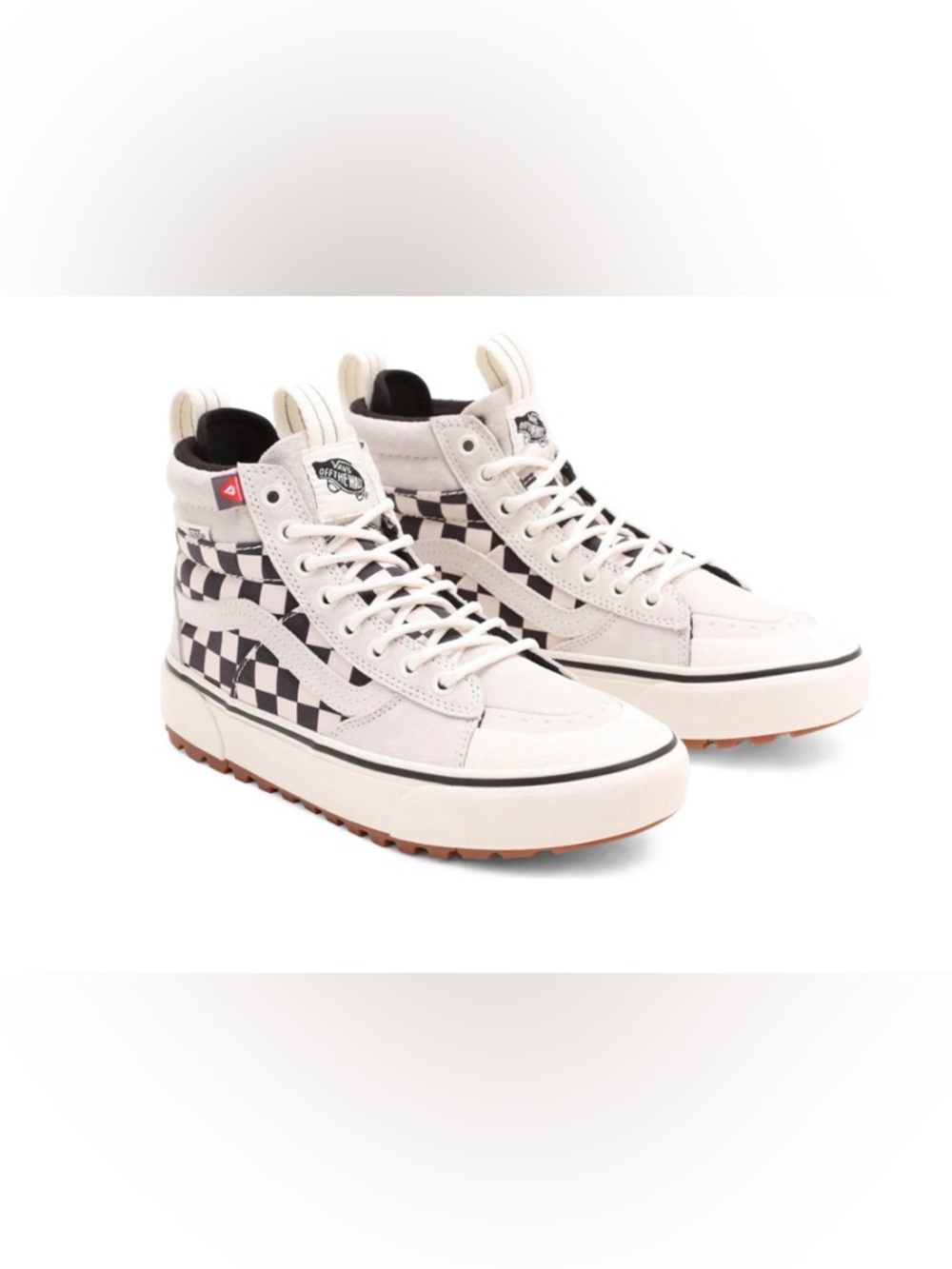 Vans women’s SK-8 MTE High-Top Checkerboard Sneakers -marshmellow/black 5.5